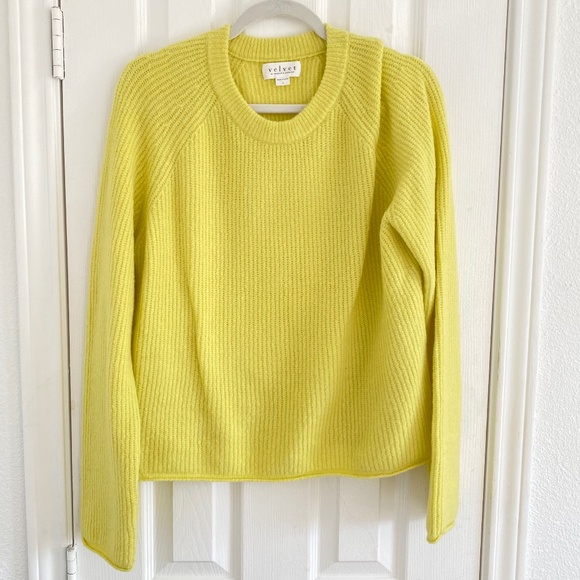 Velvet By Graham & Spencer Gigi Crewneck Sweater in Citron Yellow - Picture 2 of 4